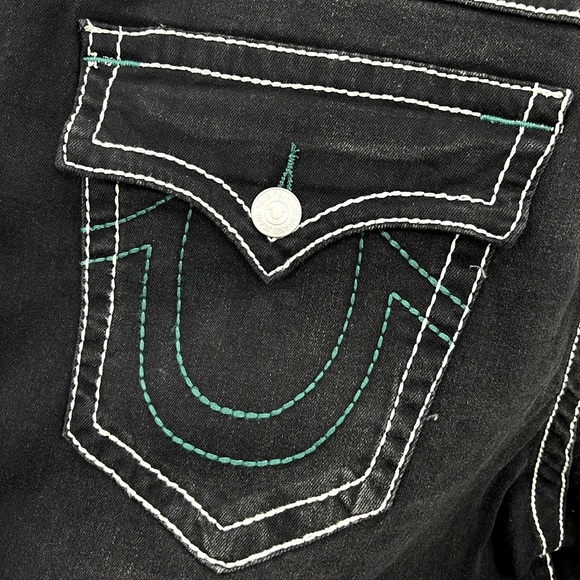 TRUE RELIGION JEANS, "RICKY BIG T FLAP STRAIGHT", “EASHED COAL GREY”, W36 L34 - Picture 8 of 14